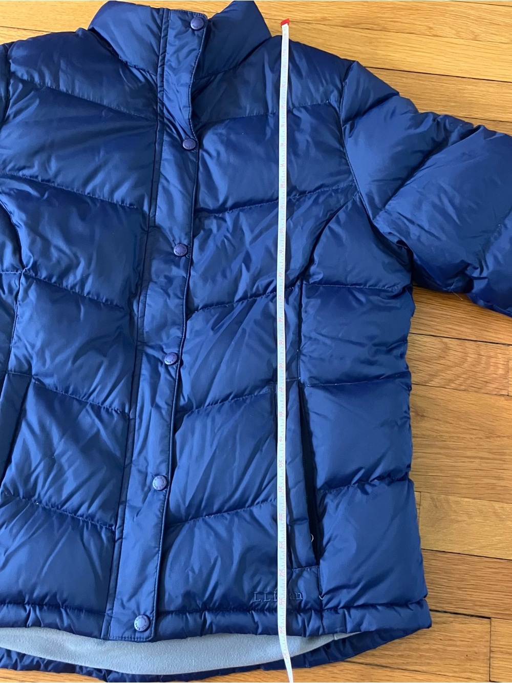 L.L. Bean Navy Blue Goose Down Classic Winter Quilted Nylon Puffer Jacket Large - Picture 9 of 12